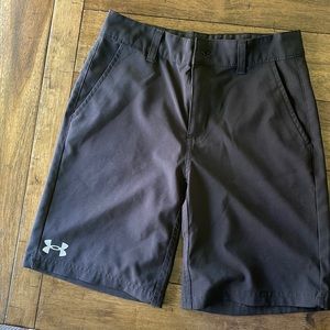 Black polyester dress shorts boys under armour